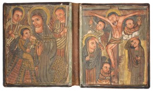 二連イコン「聖母子と十字架のキリスト」　エチオピア