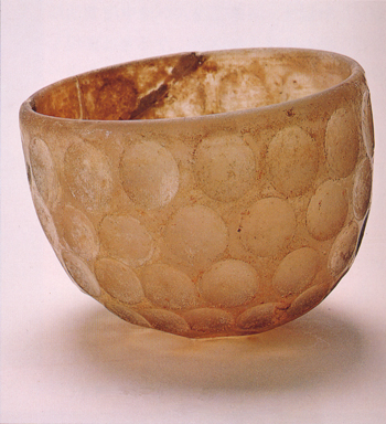 円形切子ガラス碗　イラン　6世紀頃　高8.8cm